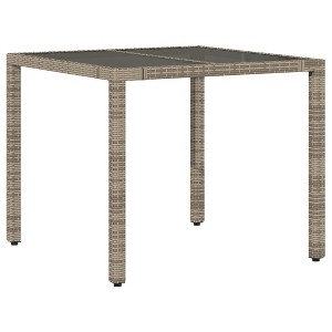 vidaXL Garden Table Grey PE rattan, tempered glass, powder-coated steel - 1 of 1