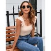 Women Summer Bodysuit Tummy Control Ruffle Sleeve Square Neck Jumpsuits Pleated Elastic Casual Summer Tops - 4 of 4