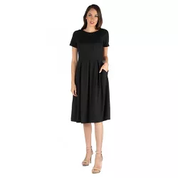 24seven Comfort Apparel Women's Short Sleeve Midi Dress