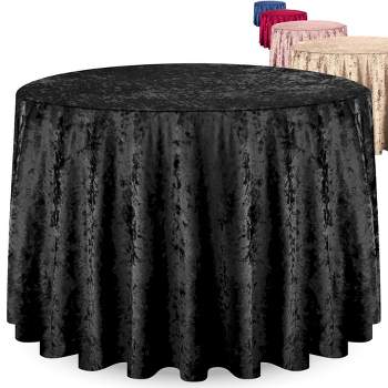 RCZ Décor Elegant Round Table Cloth - Made With Fine Crushed-Velvet Material, Beautiful Black Tablecloth With Durable Seams