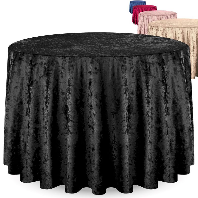 RCZ Décor Elegant Round Table Cloth - Made With Fine Crushed-Velvet Material, Beautiful Black Tablecloth With Durable Seams, 1 of 6