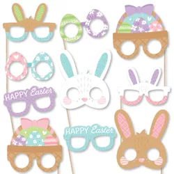 Big Dot of Happiness Spring Easter Bunny Glasses and Masks - Paper Card Stock Happy Easter Party Photo Booth Props Kit - 10 Count
