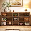 Gulches Farmhouse 63" Console Table, 4-Tier Sofa Table with 15 Storage Cubes, Brown - 4 of 4