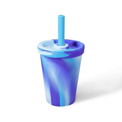 10.14 fl oz Silicone Cup with Straw Blue - Bullseye's Playground™
