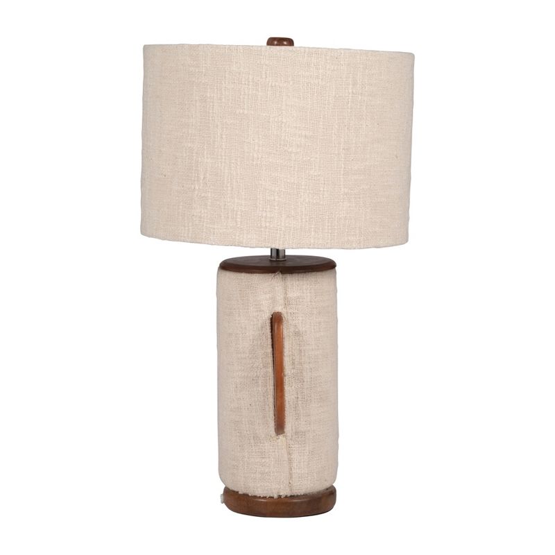 SAGEBROOK HOME 24&#34; Ecomix Fabric Lamp with Wood Shade Ivory, 4 of 11