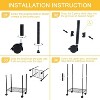 Vynxaria 6-Tier Shelving Units, 29.92'' W x 13.98'' D x 71.65'' H Adjustable Wire Shelving with Hanging Hooks and Wheels, Black - 3 of 4