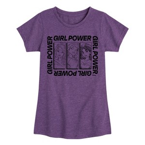 Girls' - Disney Princess - Aurora Ariel Jasmine Girl Power Fitted Short Sleeve Graphic T-Shirt - 1 of 4