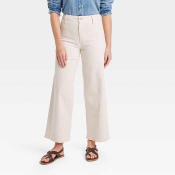 Women's High-Rise Pleat Front Straight Chino Pants - A New Day™ Cream 2