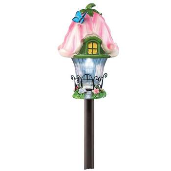 Collections Etc Solar Fairy Cottage House Stake for Garden, Backyard, Landscaping, and Pathway