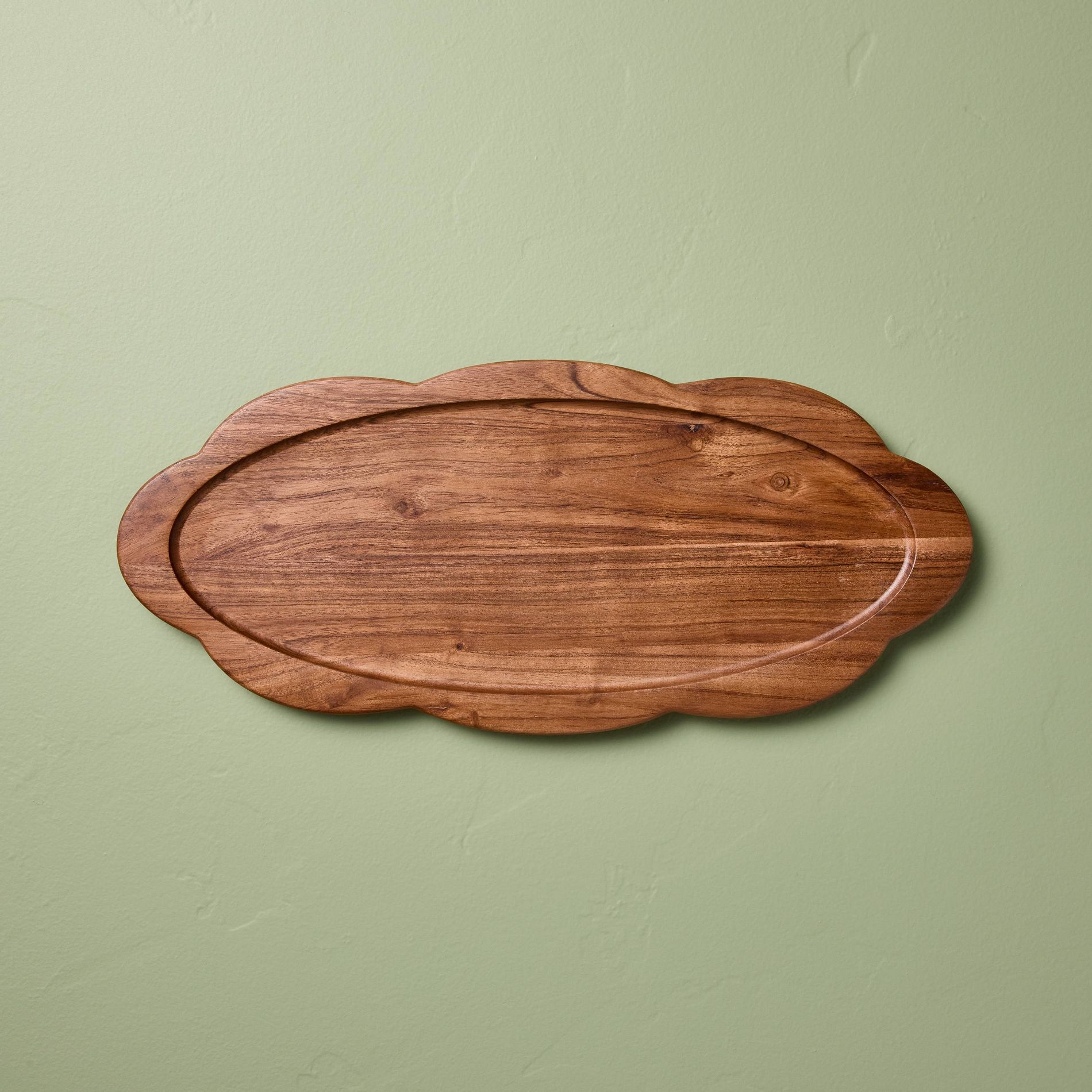 18" Long Wood Scallop Oval Tray - Hearth & Hand™ with Magnolia