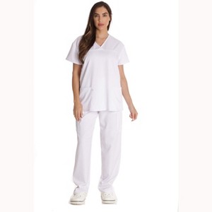 Just Love Solid Stretch Scrub Set for Women Stretchy Mock Wrap Top and Cargo Pants - 1 of 3