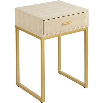 55 Downing Street Les Revoires 16" Wide Cream and Gold 1-Drawer Accent Table
