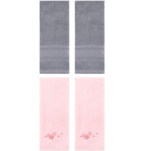 REGALWOVEN 4 Pcs Bathroom Home Decor Cotton Soft Absorbent Floral Hand Towel 13" x 29" - 1 of 4