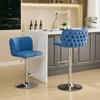 VYNXARIA Swivel Barstools Adjusatble Seat Height With Chrome Base, Modern PU Upholstered Bar Stools with the whole Back Tufted,Blue, Set of 2 - 2 of 4