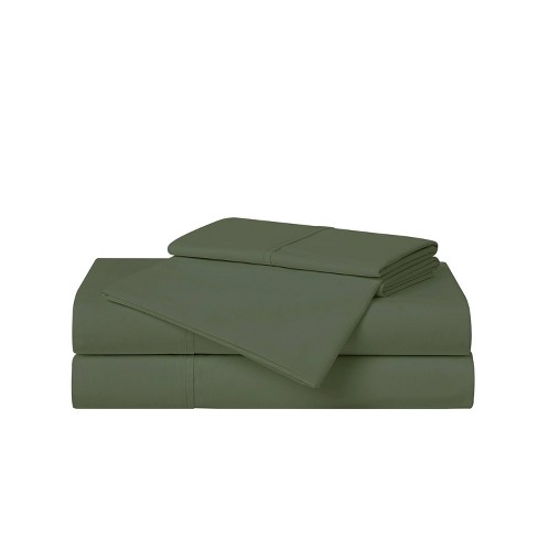 Cannon Twin XL 3pc Solid Percale Sheet Set Green: 200 Thread Count, 100% Cotton, Includes Pillowcase & Sheets for Dorm Beds - image 1 of 3