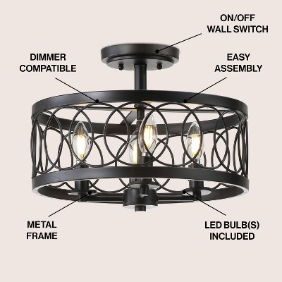 Oil Rubbed Bronze Drum Semi-Flush Mount Light