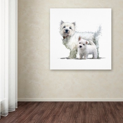 White Canvas Art of West Highland Terriers, 15" x 20"
