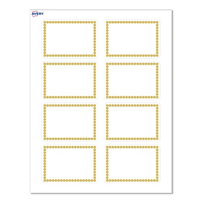 Avery® Name Tags, 2-1/3" x 3-3/8", Gold Beads, Matte White, 80ct