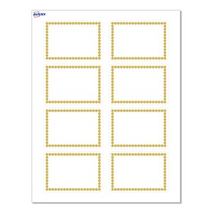 Avery® Name Tags, 2-1/3" x 3-3/8", Gold Beads, Matte White, 80ct - 1 of 4
