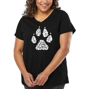 LA Pop Art Women's Word Art V-Neck - Dog Mom - 1 of 4