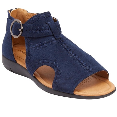 Navy blue wide width sandals on sale