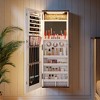 Fredees Farmhouse Jewelry Cabinet with 10 LED Lights, Tall Lockable Wall or Door-Mounted Armoire Organizer with Mirror - 3 of 4