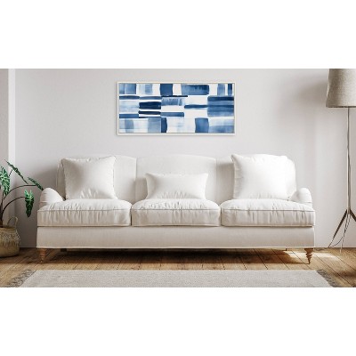 Sylvie Coastal Blue and White Abstract Canvas Art