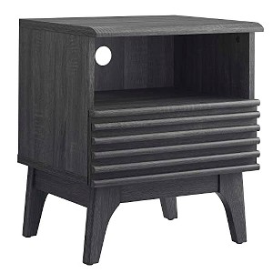 Modway Render Mid-Century Modern, One-Drawer Nightstand, Charcoal - 1 of 4