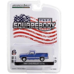 1987 Chevrolet C-10 Pickup Truck Blue "Squarebody USA" Limited Edition to 3024 pieces 1/64 Diecast Model Car by Greenlight - 1 of 3