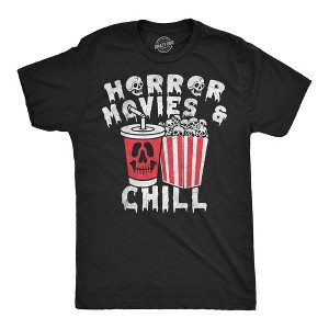 Mens Funny T Shirts Horror Movies And Chill Sarcastic Halloween Movie Graphic Novelty Tee For Men - Crazy Dog Men's T Shirt For Halloween Season - 1 of 4