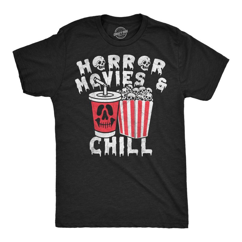 Mens Funny T Shirts Horror Movies And Chill Sarcastic Halloween Movie Graphic Novelty Tee For Men - Crazy Dog Men's T Shirt For Halloween Season S