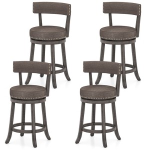 Tangkula 26" Counter Height Chairs Set of 4 w/ 360°   Swivel Seat Back & Cushioned Seat - 1 of 4