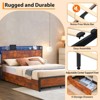EcoSummer Queen Bed Frame with Storage Headboard, 4 Drawers, Charging Station & RGB LED, Metal Platform Bed, No Box Spring Needed, Vintage Brown - 2 of 4