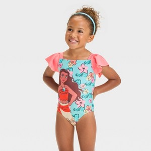 Toddler Girls' Moana One Piece Swimsuit - Green - 1 of 3