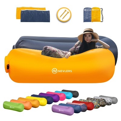 Nevlers Tear-resistant Inflatable Loungers - Navy & Saffron (pack Of 2 ...