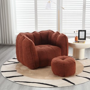 CAVINAS Square Lazy Sofa Bean Bag Chair Couch with Upholstered Footrest for Living Room - 1 of 4