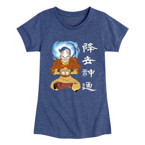 Girls' - Avatar: The Last Airbender - Aang Avatar State Fitted Short Sleeve Graphic T-Shirt - 1 of 4