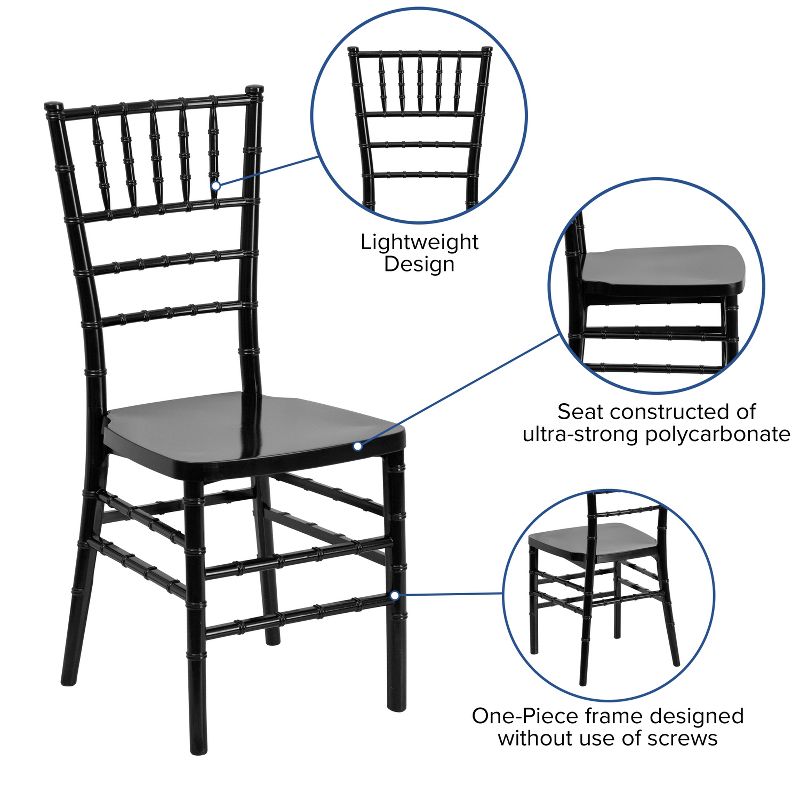 Emma and Oliver 2 Pack PREMIUM Resin Stacking Chiavari Chair, 4 of 12