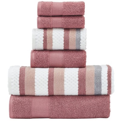 Modern Threads Pax 6 Piece Jacquard 100% Cotton Bath Towel Set, Rosewood