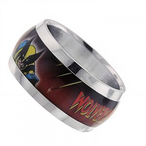 Adult Wolverine Red and Black Logo Ring - 1 of 4