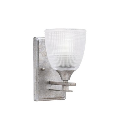 Toltec Lighting Uptowne 1 - Light Sconce in  Aged Silver with 5" Clear Ribbed Shade