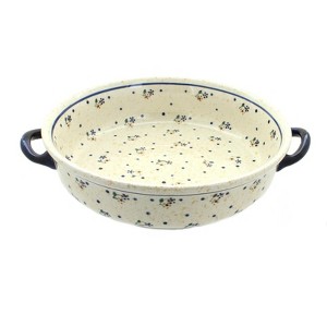 Blue Rose Polish Pottery 1455 Zaklady Round Casserole with Handles - 1 of 1
