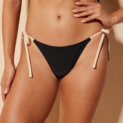 Shade & Shore Women's Low-Rise High Leg Cheeky Coverage Side-Tie String Bikini Bottom - Shade & Shore™ Black S — фото 5