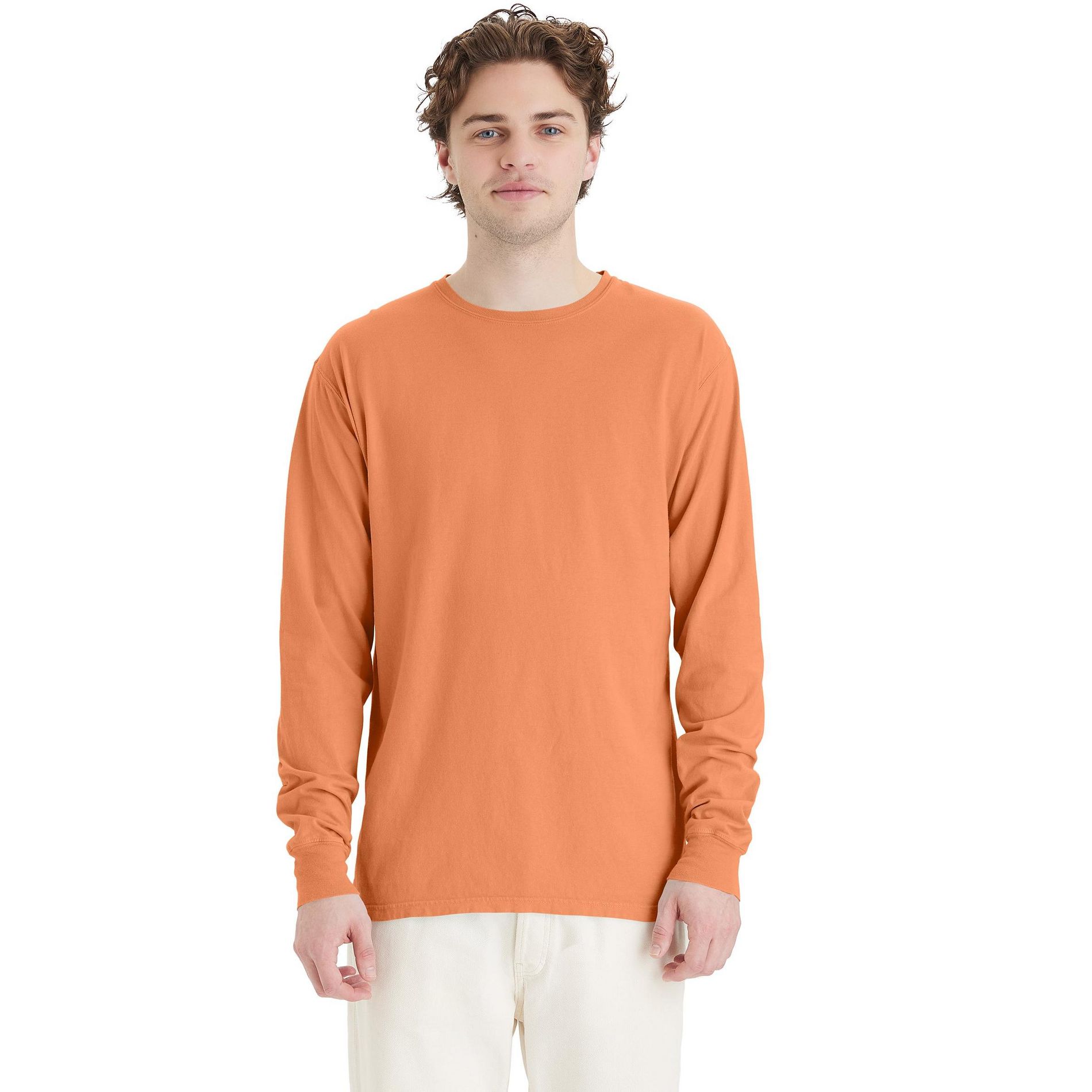 Hanes Unisex Garment Dyed Long Sleeve Cotton T-Shirt