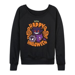 Women's - Pokémon - Halloween Spirit Lightweight French Terry Wide Neck Long Sleeve Shirt - 1 of 4
