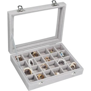 Jewelry Box 24 Grid Jewelry Ring Display Organiser Box Tray Holder Earrings Storage Case - 1 of 4