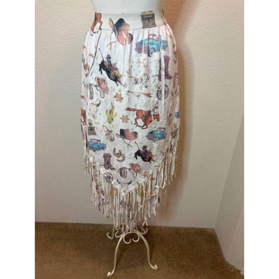 Women's Print Skirt With Fringe - Origami