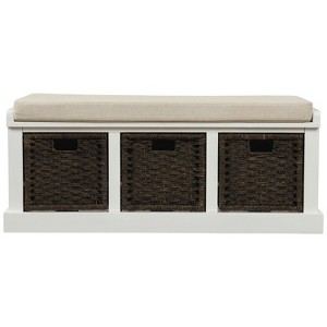 Bella Depot 43.7''W Storage Bench with 3 Removable Classic Rattan Basket - 1 of 4