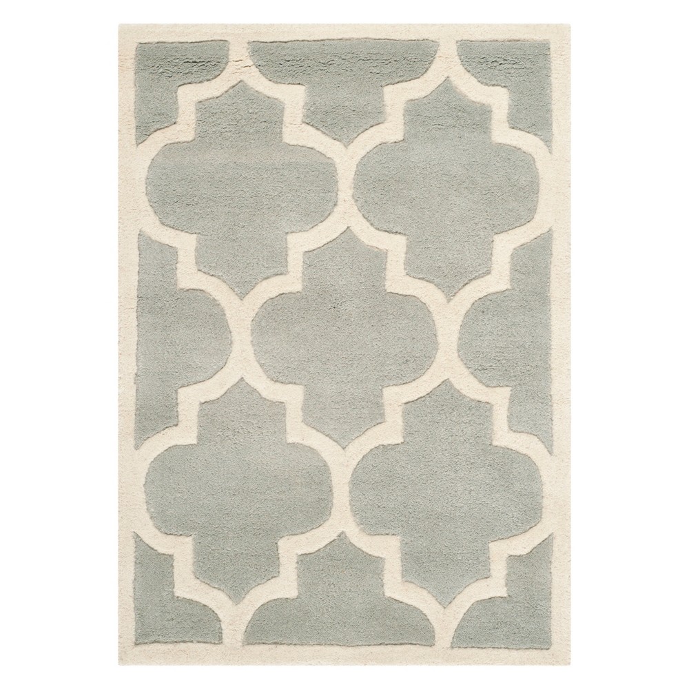 2'x3' Brandy Quatrefoil Design Tufted Area Rug Gray/Ivory - Safavieh