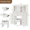 45.9" Vanity Desk with Large Mirror and Lights, 3 Lighting Modes Adjustable Brightness, Vanity Table with Power Outlet, 8 Drawers, for Powder Room - 2 of 4